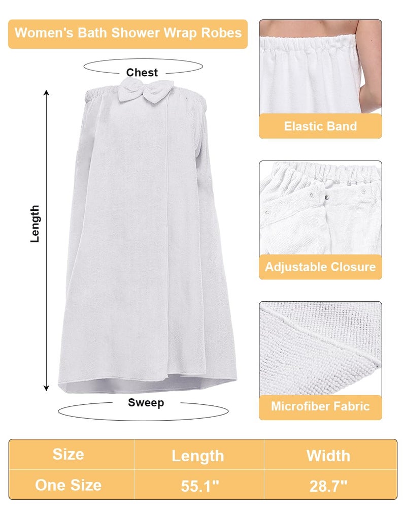 goodmansam Women's Shower Wrap Robes Spa Body Wrap Bathrobe Ultra Absorbent Cover up Towels, White - Image 3